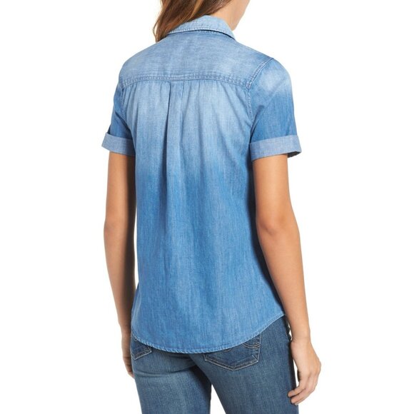 New AG Adriano Goldschmied Women’s Size XS Blue Denim Casual Button Up Shirt S/S - Picture 2 of 9